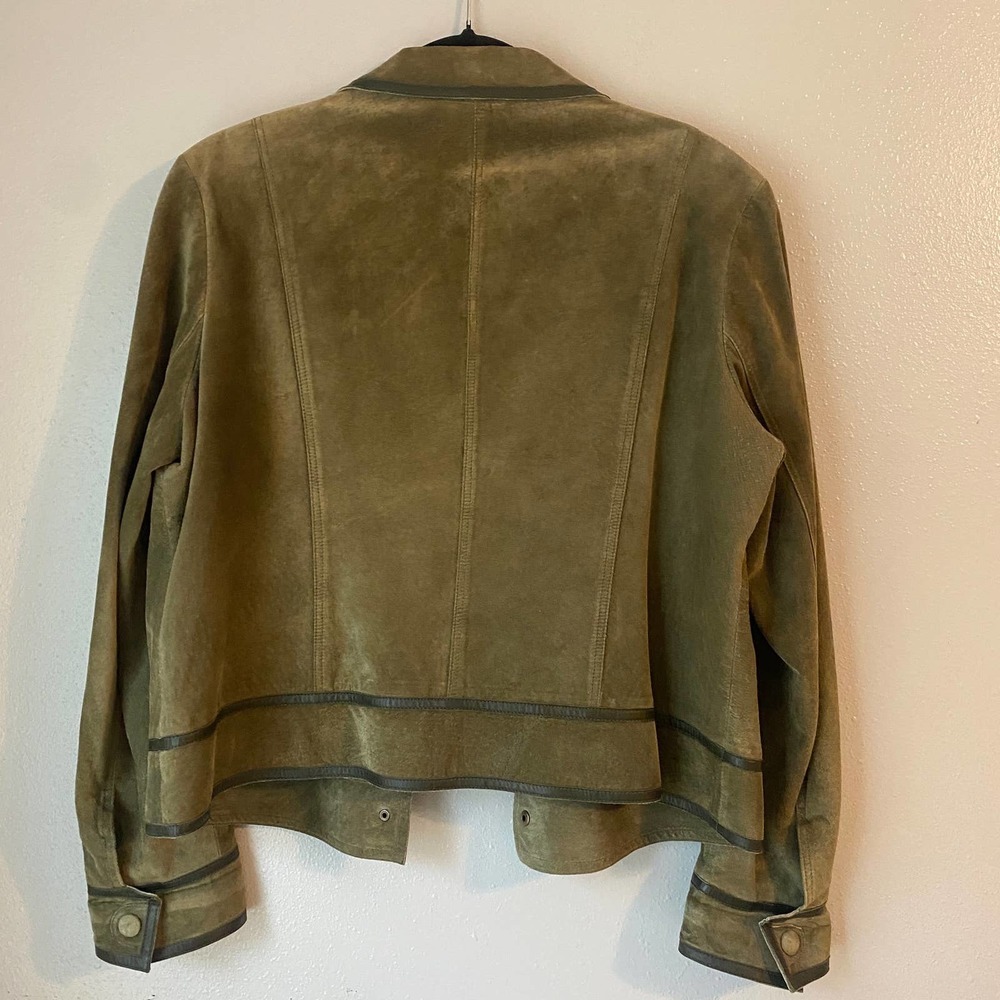 Liz Claiborne Army Green Suede Coat - Picture 2 of 5
